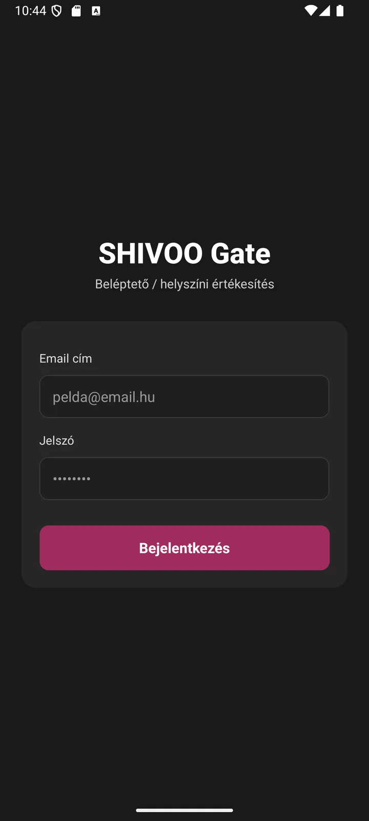Rendezvény-beléptető app